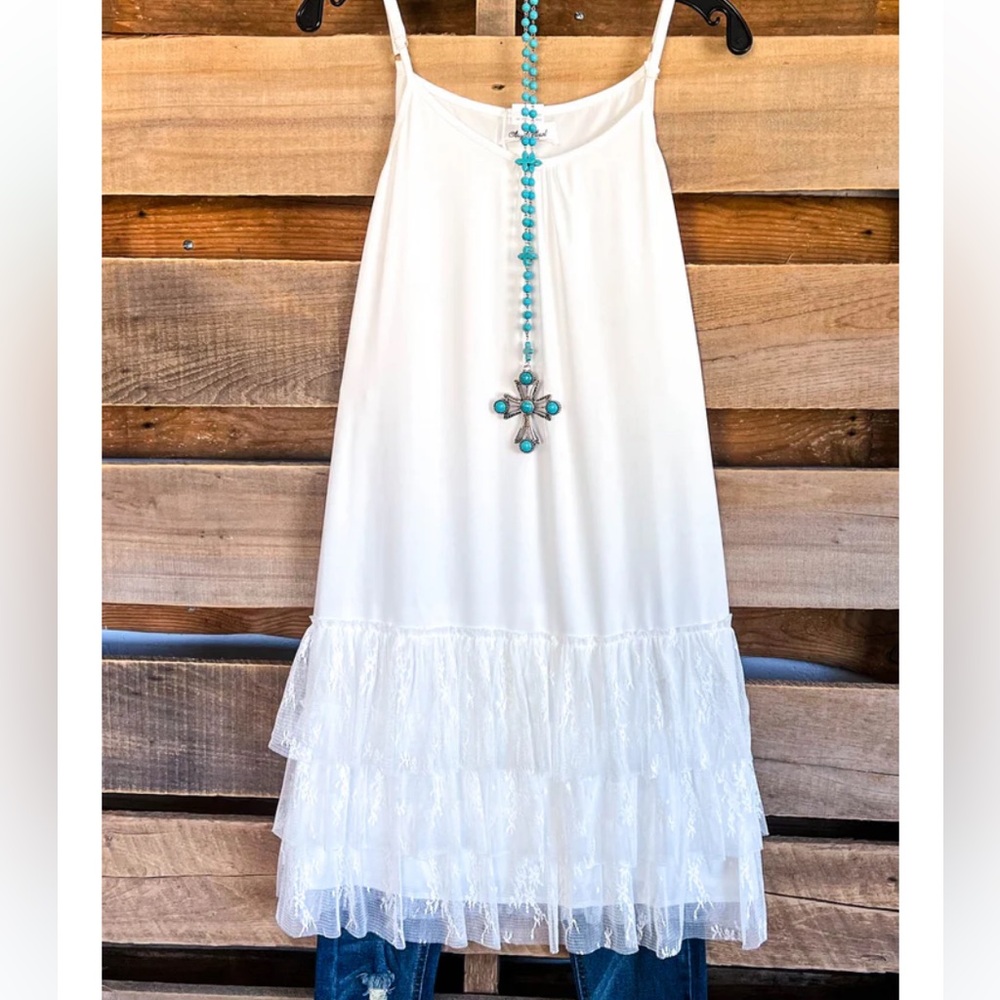 XL  Angel Heart Boutique White Lace Tiered Slip Top Dress Cami NWT